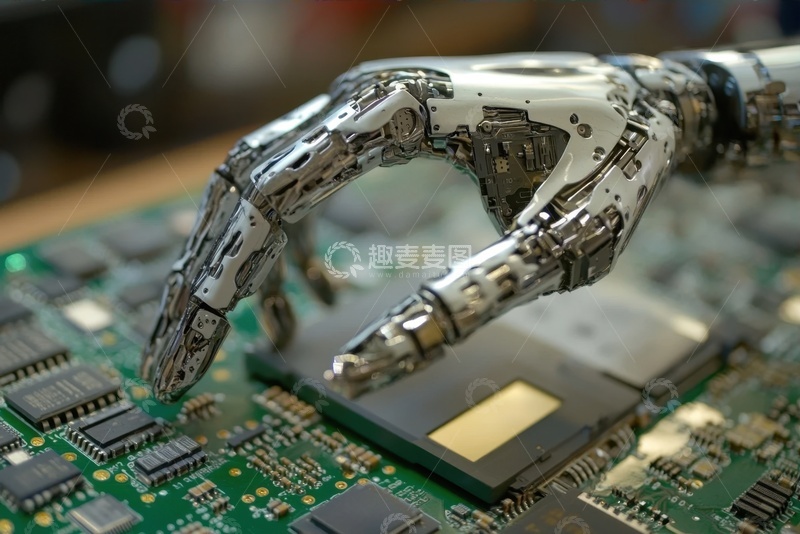 高清大图下载【趣麦麦图】人工智能机器人手指芯片