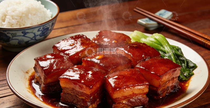 高清大图下载【趣麦麦图】中式红烧猪肉盖饭美食摄影