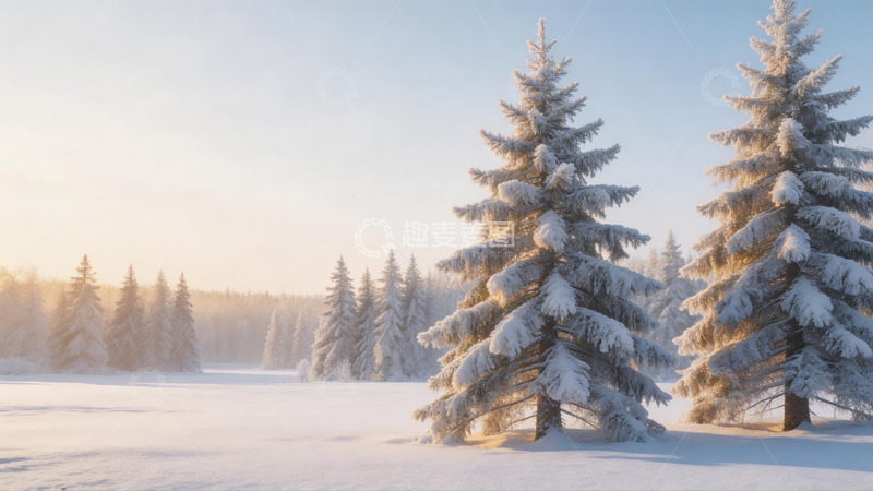 高清大图下载【趣麦麦图】冬日雪景松树风光摄影