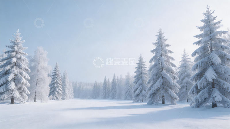 高清大图下载【趣麦麦图】冬日雪景森林风光