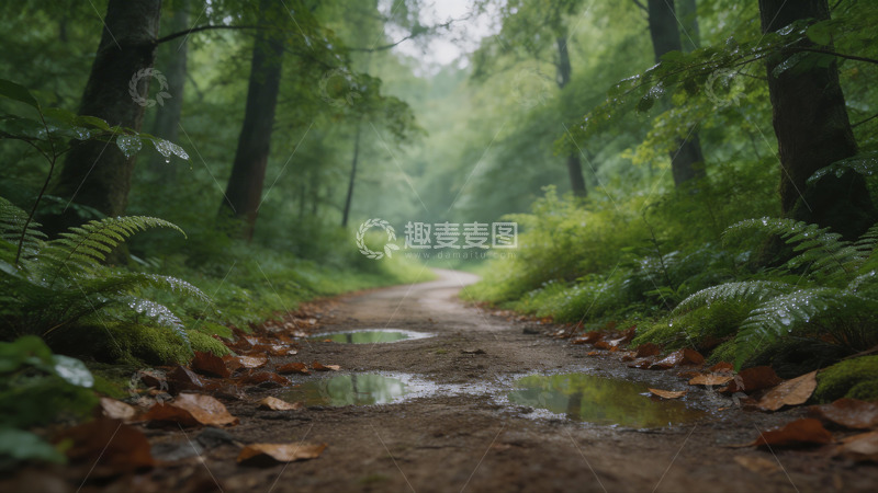 高清大图下载【趣麦麦图】森林小径雨后景致