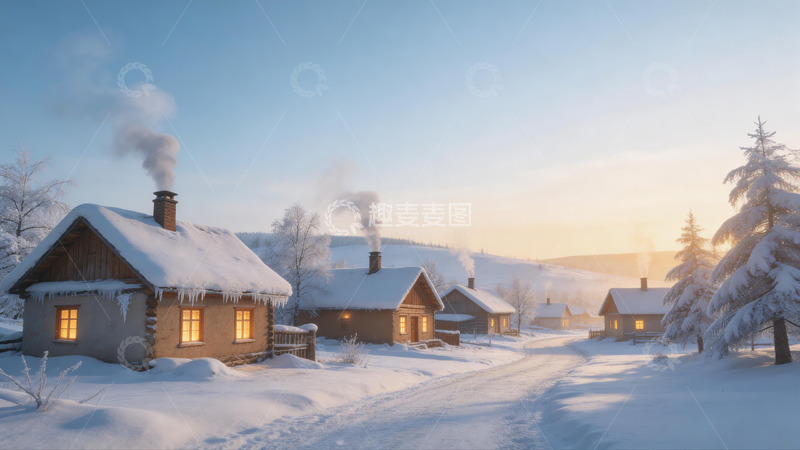 高清大图下载【趣麦麦图】雪村冬日风光摄影