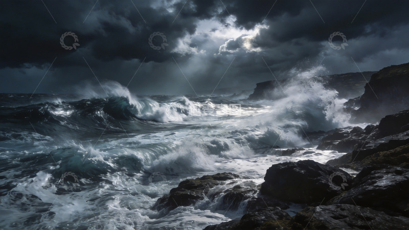 高清大图下载【趣麦麦图】风暴海浪壮丽景观摄影