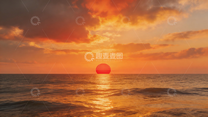 高清大图下载【趣麦麦图】海霞映红日壮丽海景