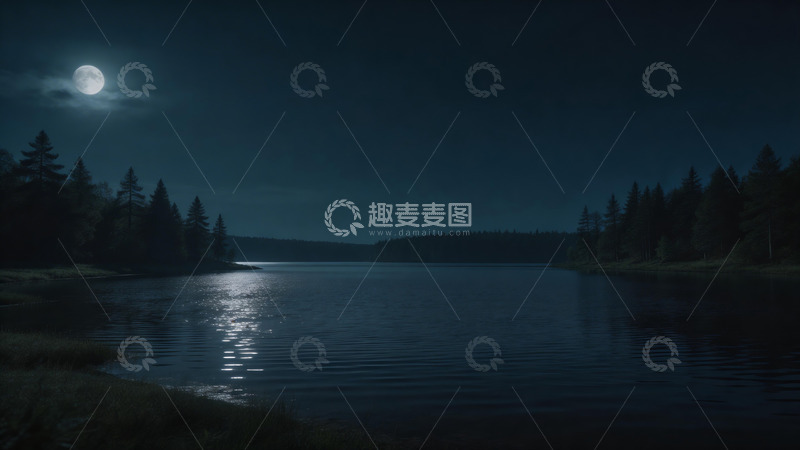 高清大图下载【趣麦麦图】月夜湖泊风光摄影