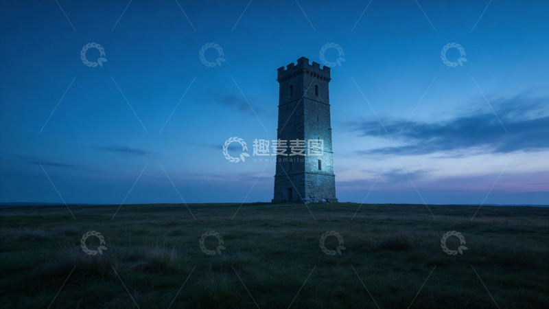 高清大图下载【趣麦麦图】孤塔夜色风光摄影