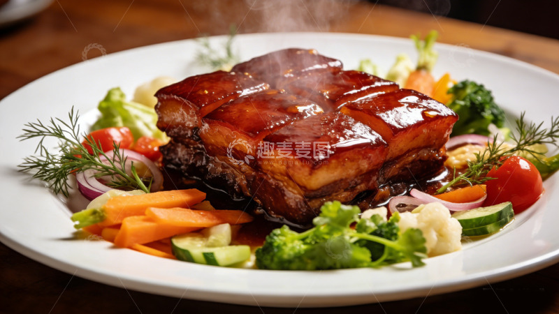高清大图下载【趣麦麦图】美食摄影烤排骨配时蔬