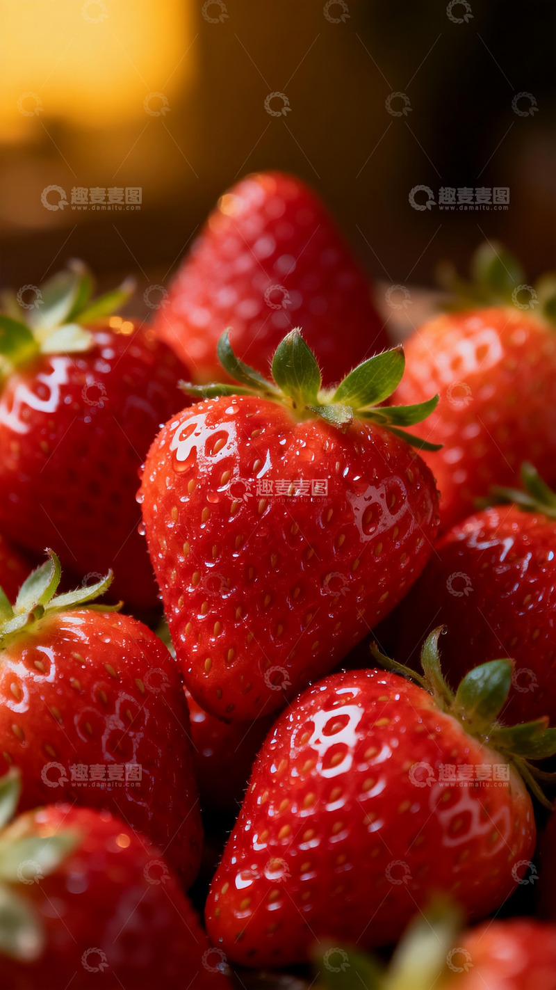高清大图下载【趣麦麦图】一堆新鲜草莓特写1