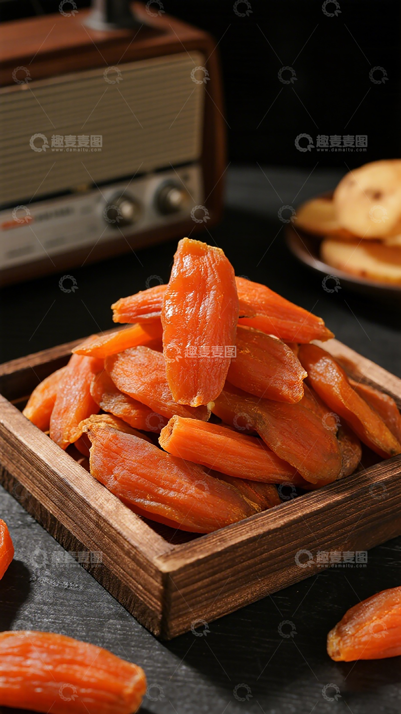 高清大图下载【趣麦麦图】木质盘红薯干美食摄影