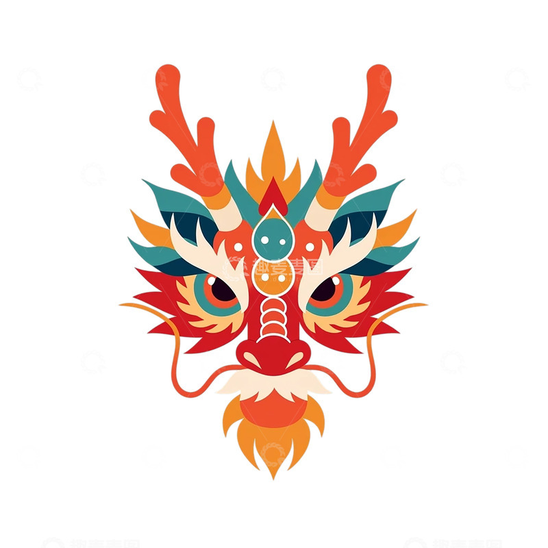 高清大图下载【趣麦麦图】神话中的彩色巨龙面具