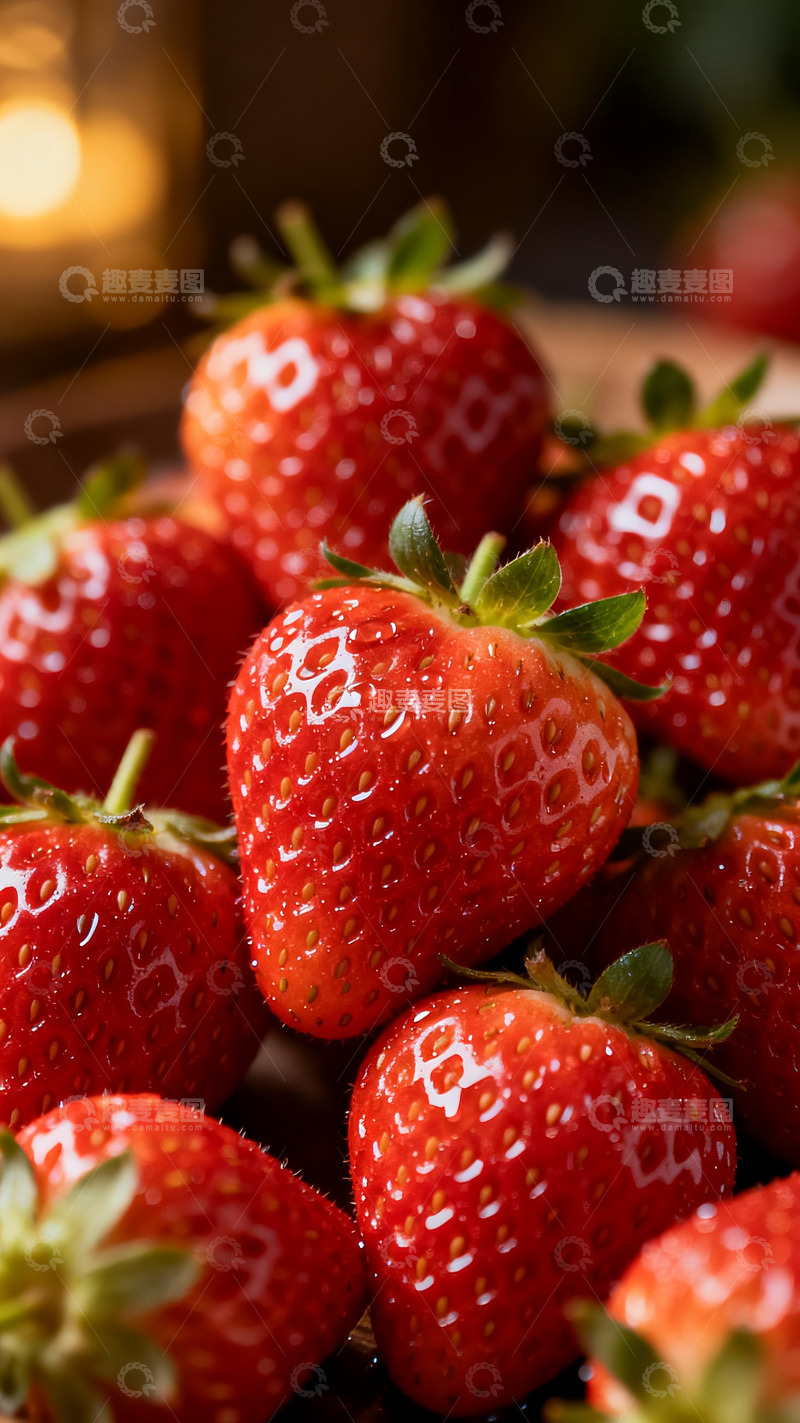 高清大图下载【趣麦麦图】一堆新鲜草莓特写5