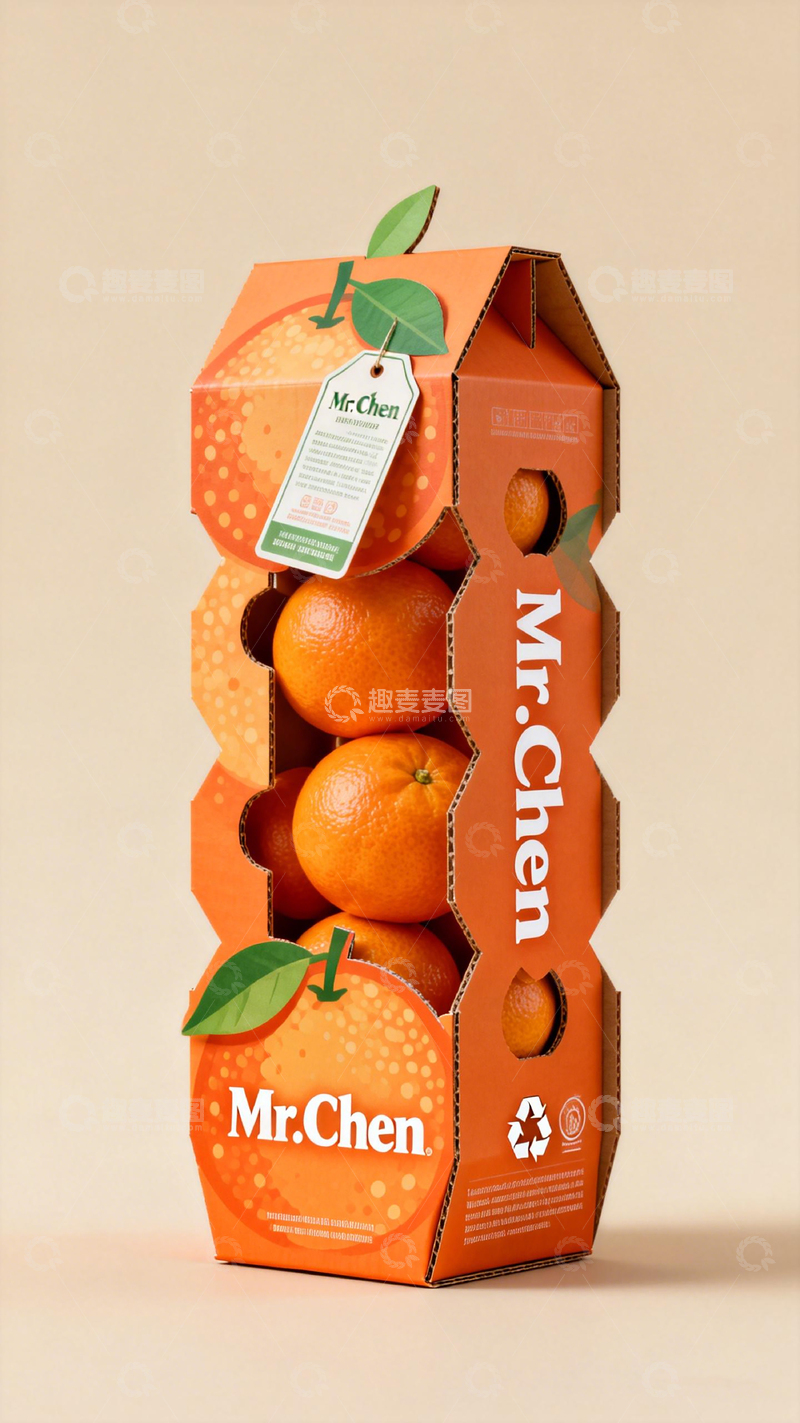 高清大图下载【趣麦麦图】橙色水果包装盒设计