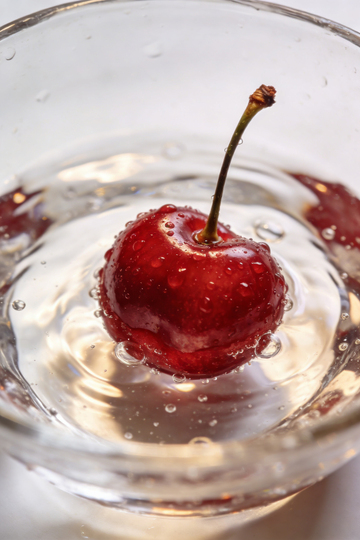 樱桃入水瞬间摄影2