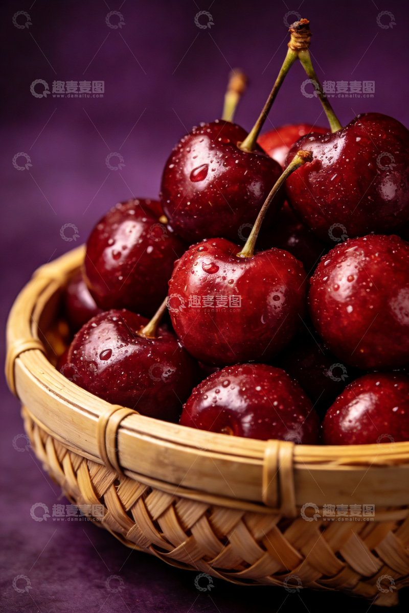 高清大图下载【趣麦麦图】竹篮樱桃水果摄影