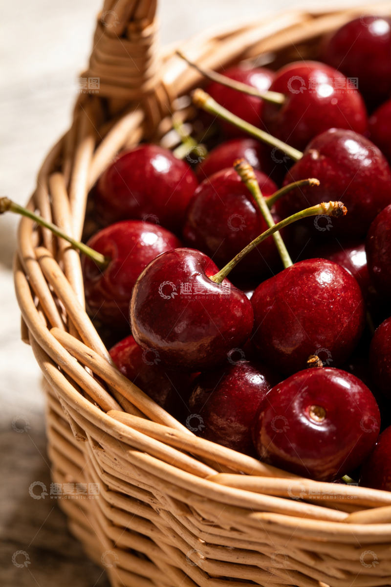 高清大图下载【趣麦麦图】篮子满装红樱桃