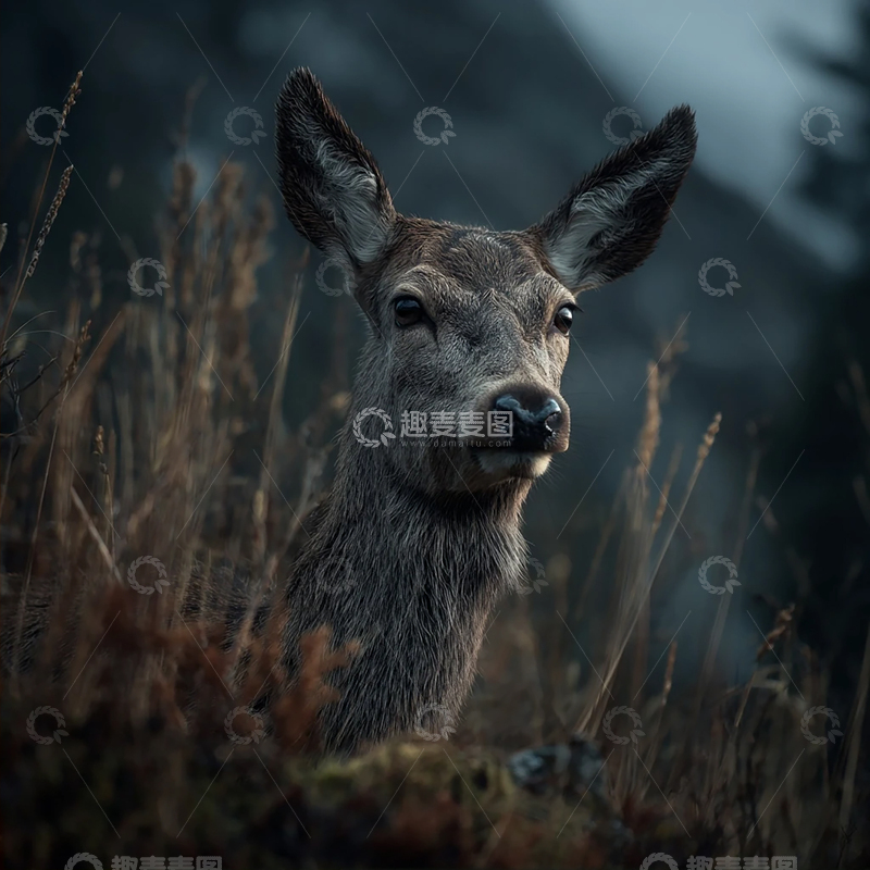 高清大图下载【趣麦麦图】深林之眼：孤独的鹿影