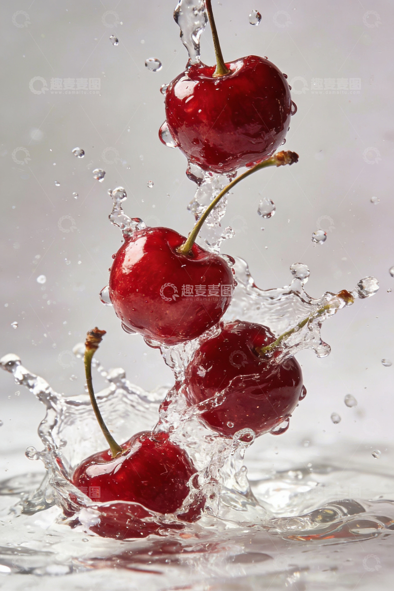 高清大图下载【趣麦麦图】动感水花樱桃摄影图片