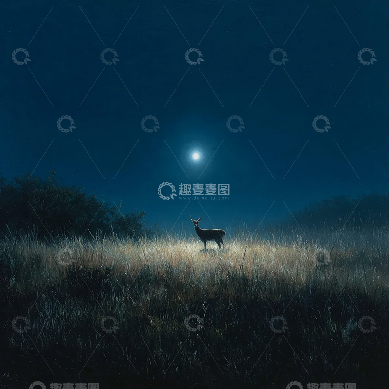 高清大图下载【趣麦麦图】月光下的孤独精灵