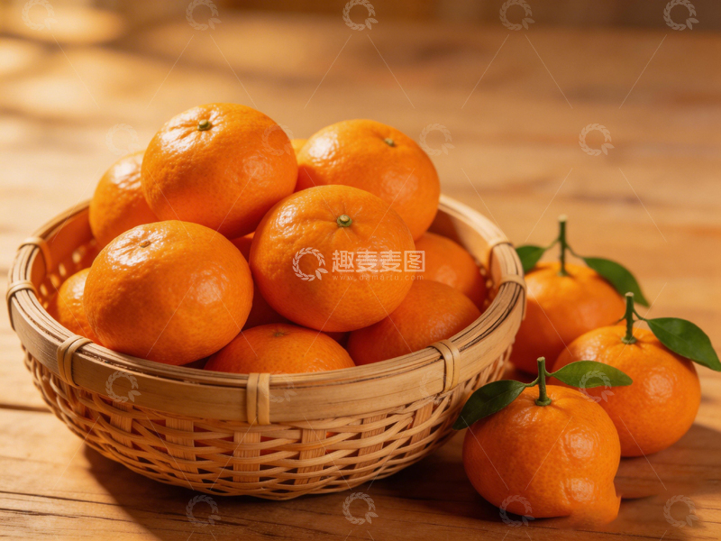 高清大图下载【趣麦麦图】篮中橘子丰收景