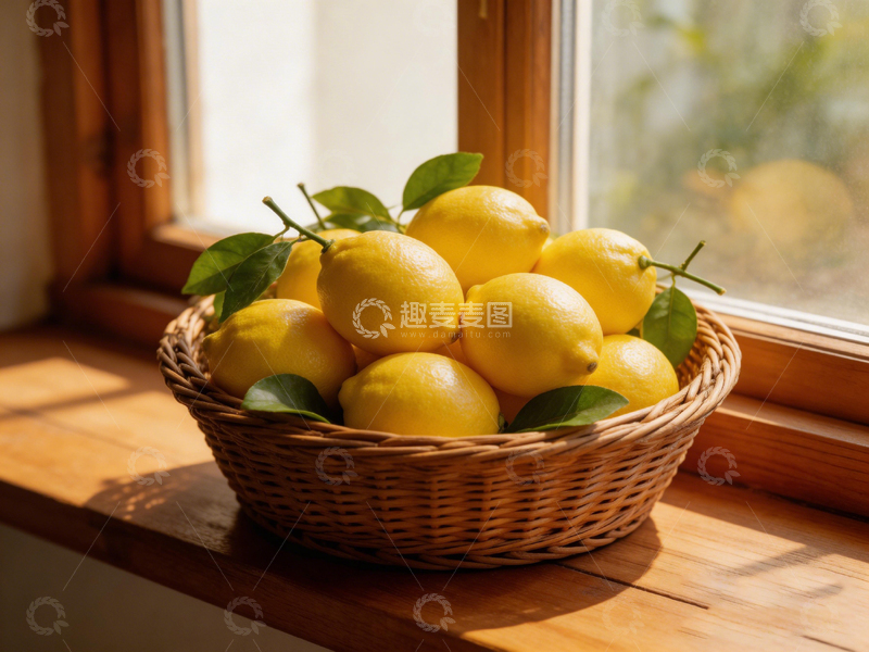 高清大图下载【趣麦麦图】阳光窗台柠檬篮