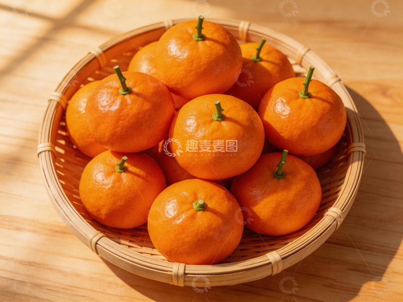 高清大图下载【趣麦麦图】竹篮橘子静物摄影