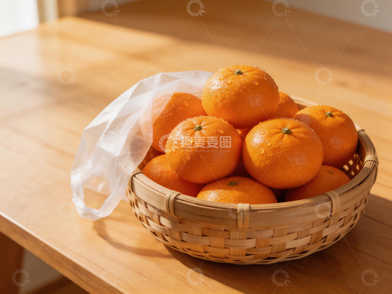 高清大图下载【趣麦麦图】竹篮橘子温馨家居摄影