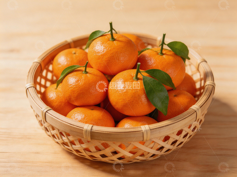 高清大图下载【趣麦麦图】竹篮橘子水果静物摄影