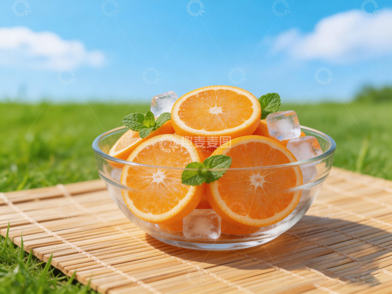 高清大图下载【趣麦麦图】夏日清新橙子水果盘