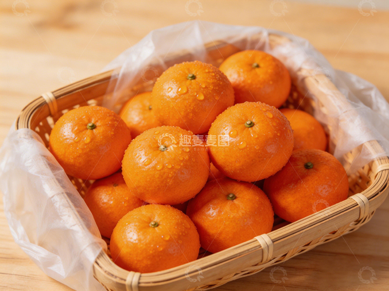 高清大图下载【趣麦麦图】竹篮盛满橘子新鲜水果摄影图