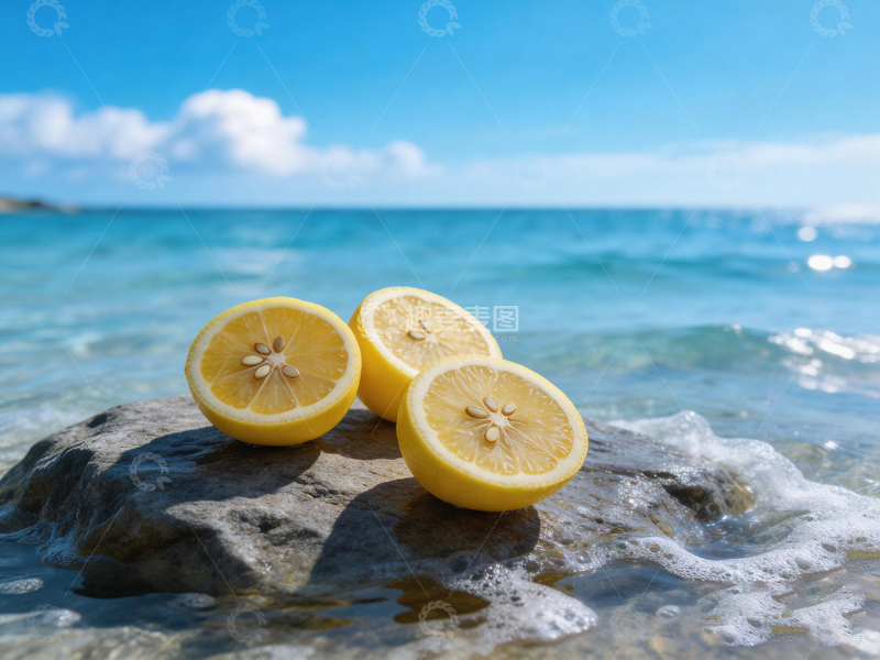 高清大图下载【趣麦麦图】海滩柠檬风景摄影图片