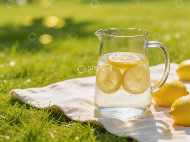 高清大图下载【趣麦麦图】清新夏日柠檬水野餐布景