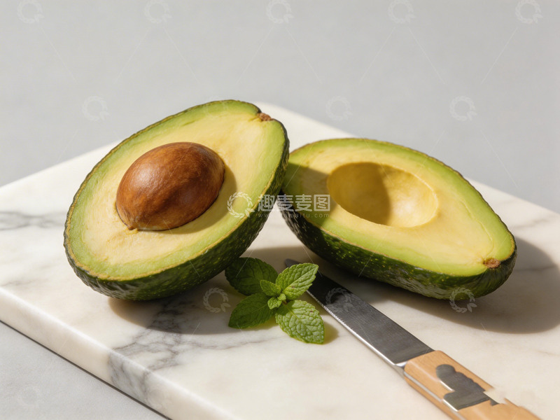 高清大图下载【趣麦麦图】简约风水果刀切牛油果