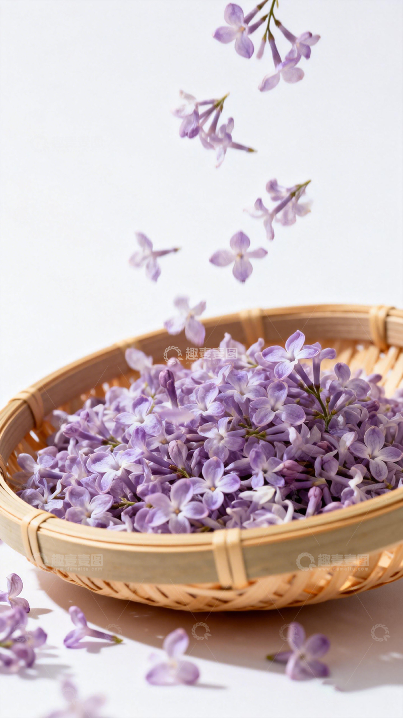 高清大图下载【趣麦麦图】紫丁香花篮特写摄影