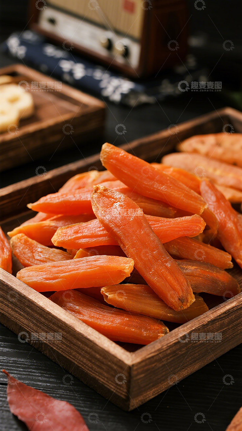 高清大图下载【趣麦麦图】木盘红薯干美食摄影图片