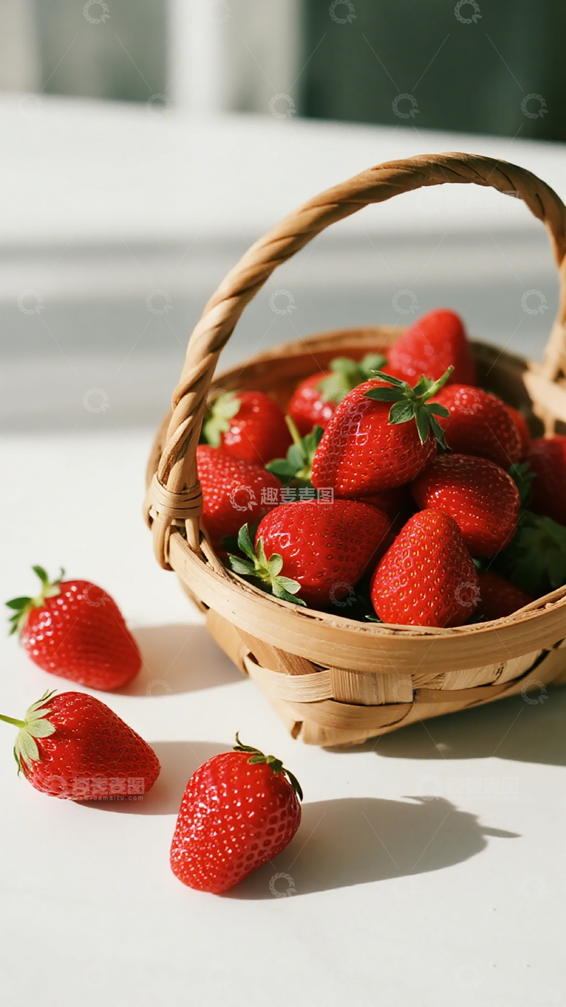 高清大图下载【趣麦麦图】清新草莓篮子摄影图片