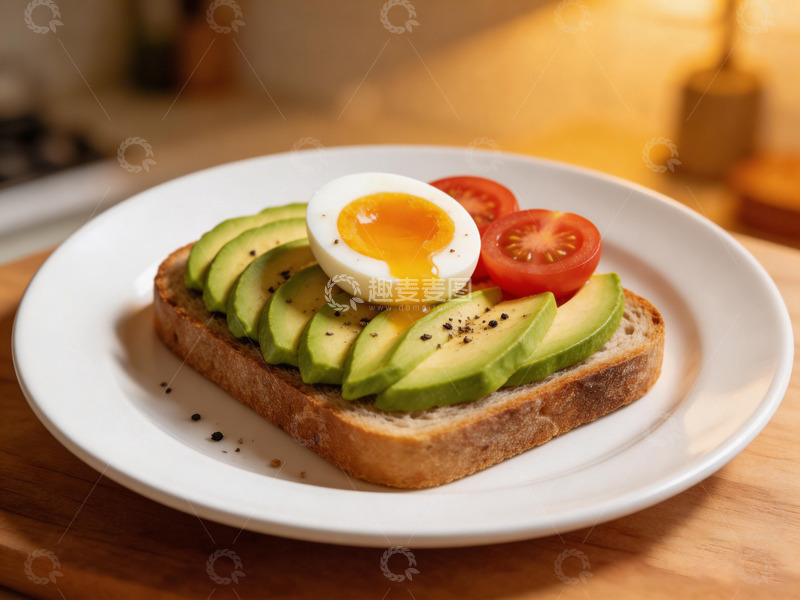 高清大图下载【趣麦麦图】简约美食牛油果三明治