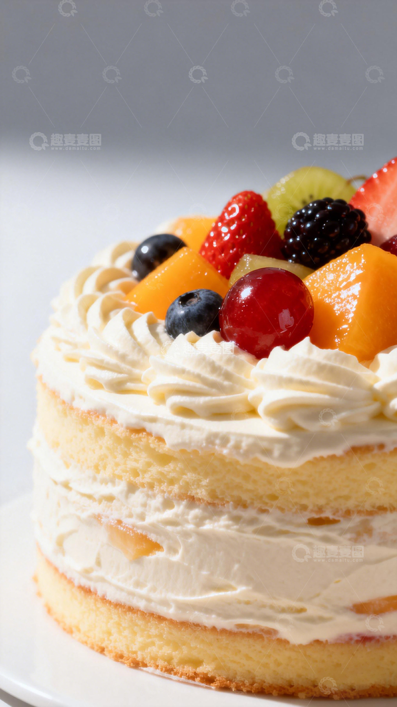 高清大图下载【趣麦麦图】奶油水果蛋糕美食摄影图片