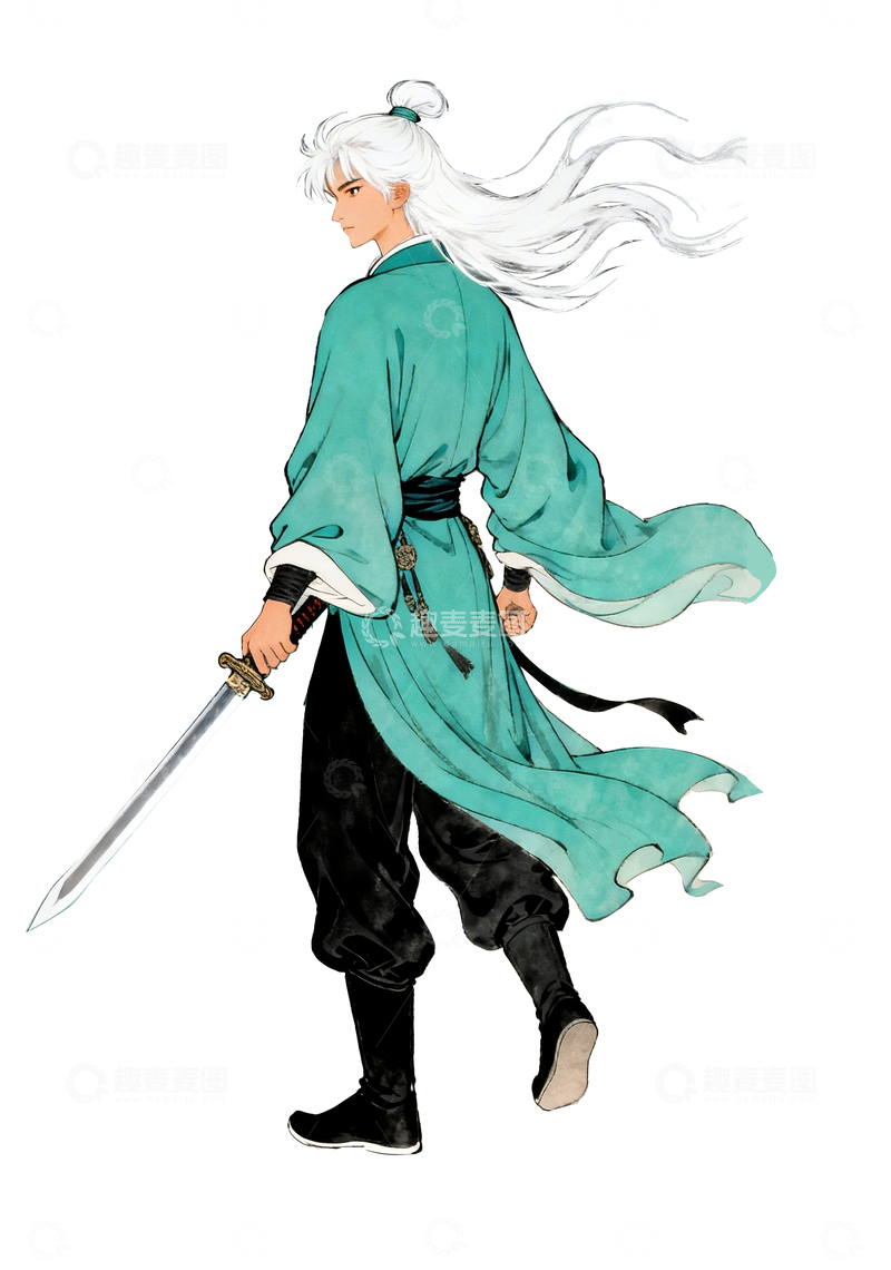 源文件下载【趣麦麦图】白发少年侠客2