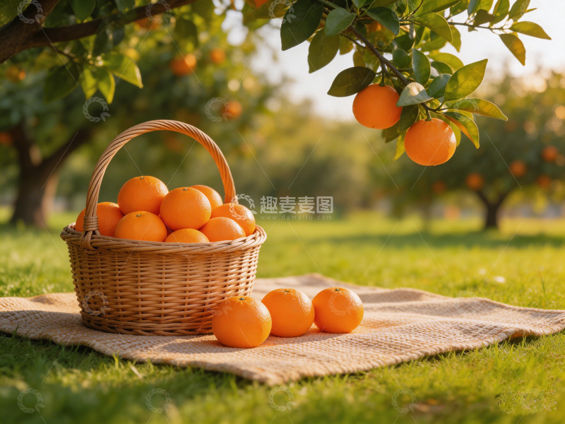 高清大图下载【趣麦麦图】果园橙香篮子静物