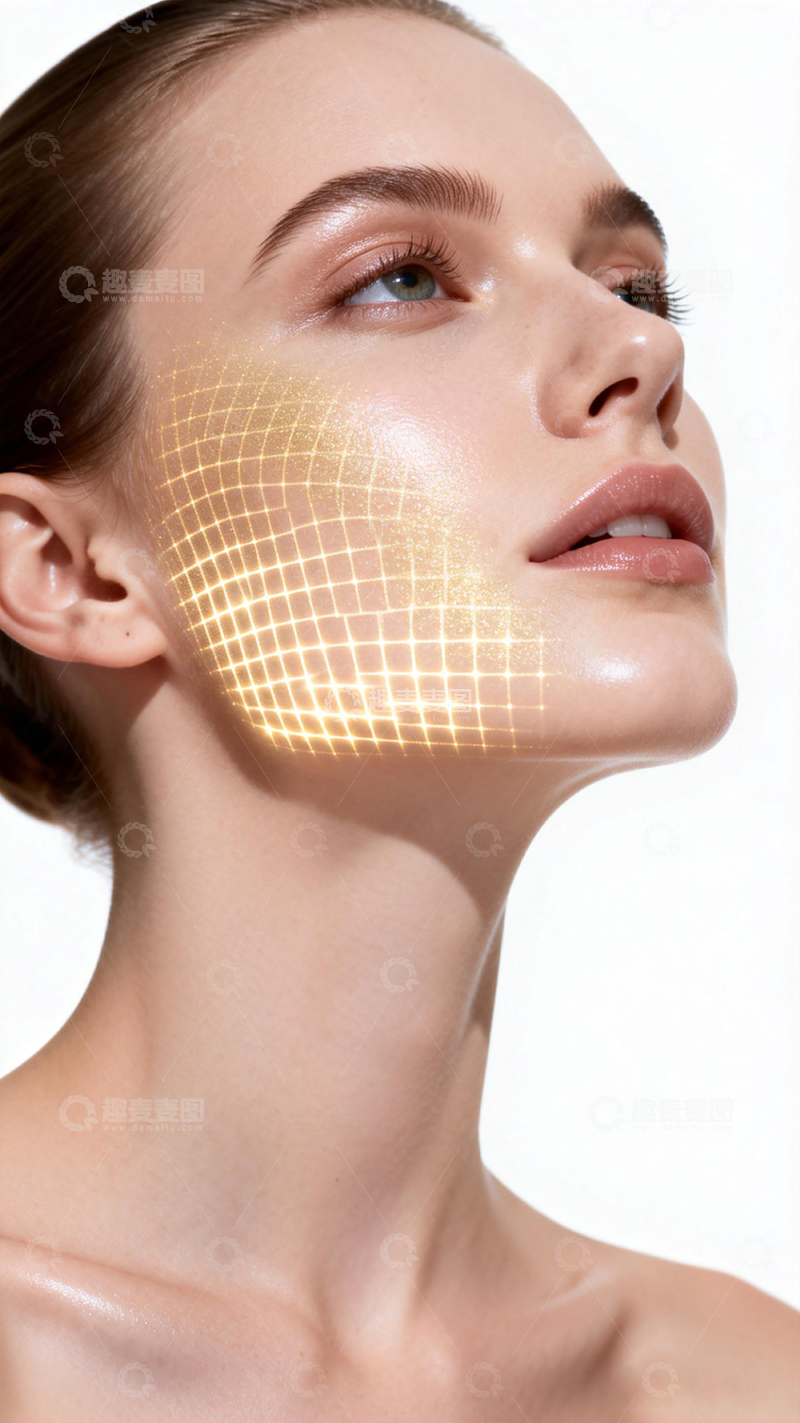 高清大图下载【趣麦麦图】科技感面部光影美容摄影