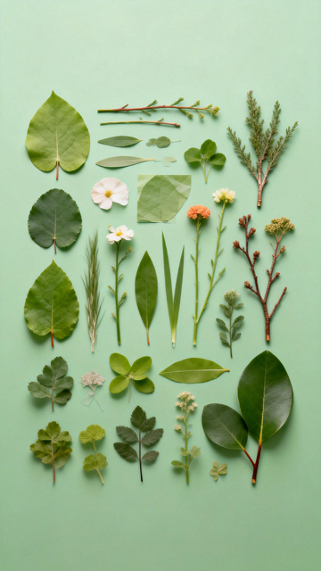 自然风植物拼贴画设计素材