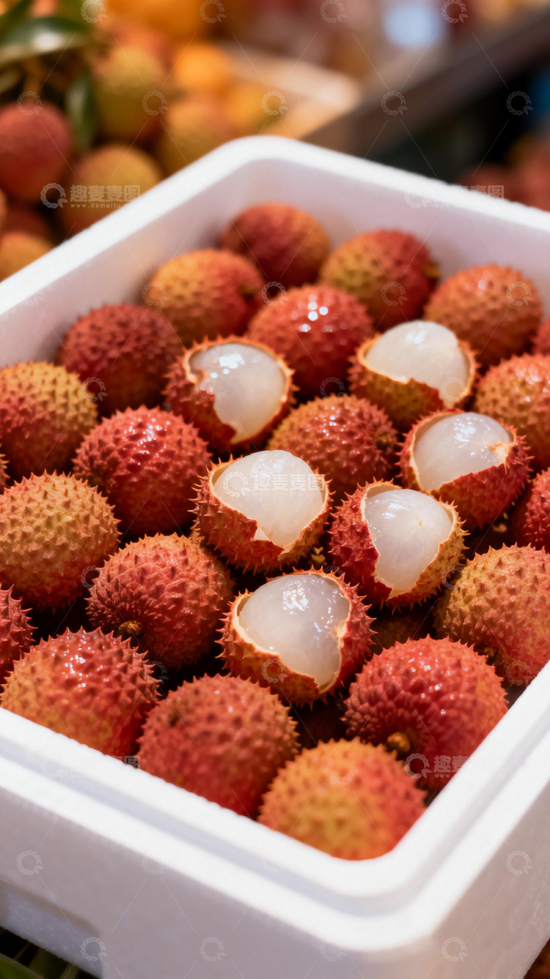 高清大图下载【趣麦麦图】新鲜荔枝市场展示