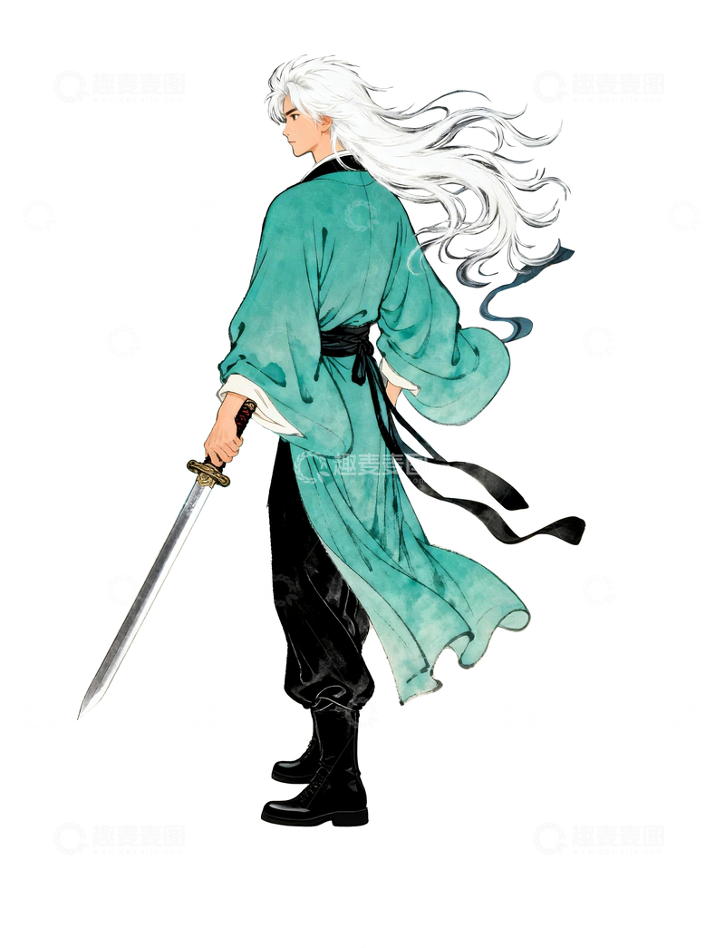 源文件下载【趣麦麦图】白发少年侠客3