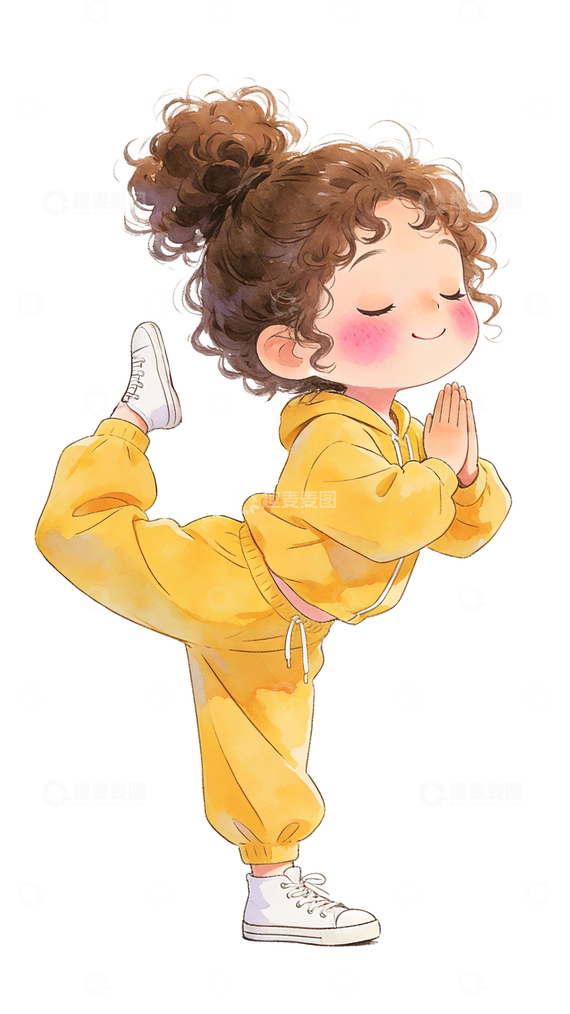 源文件下载【趣麦麦图】做瑜伽的小女孩2