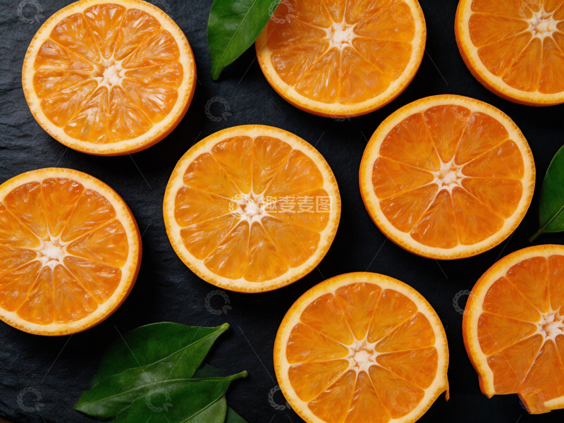 高清大图下载【趣麦麦图】新鲜橙子切片特写摄影1