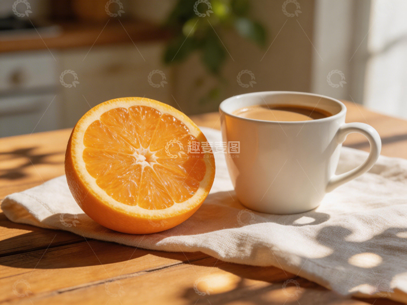 高清大图下载【趣麦麦图】温馨早餐橙子咖啡