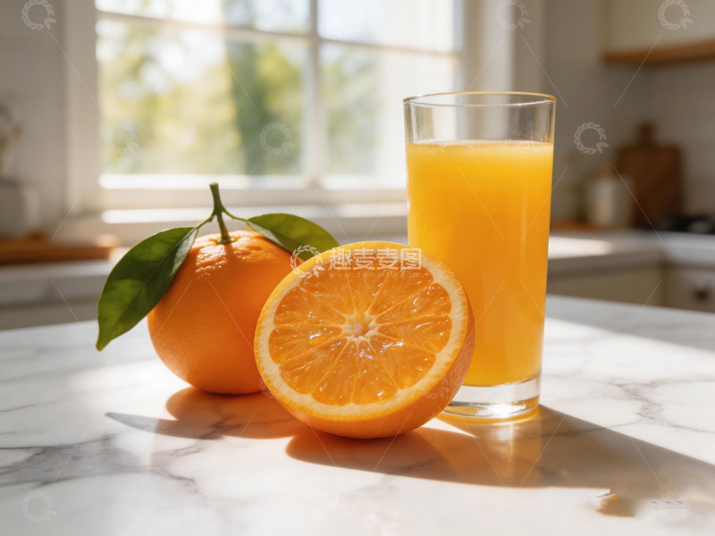 高清大图下载【趣麦麦图】清新厨房橙汁生活照