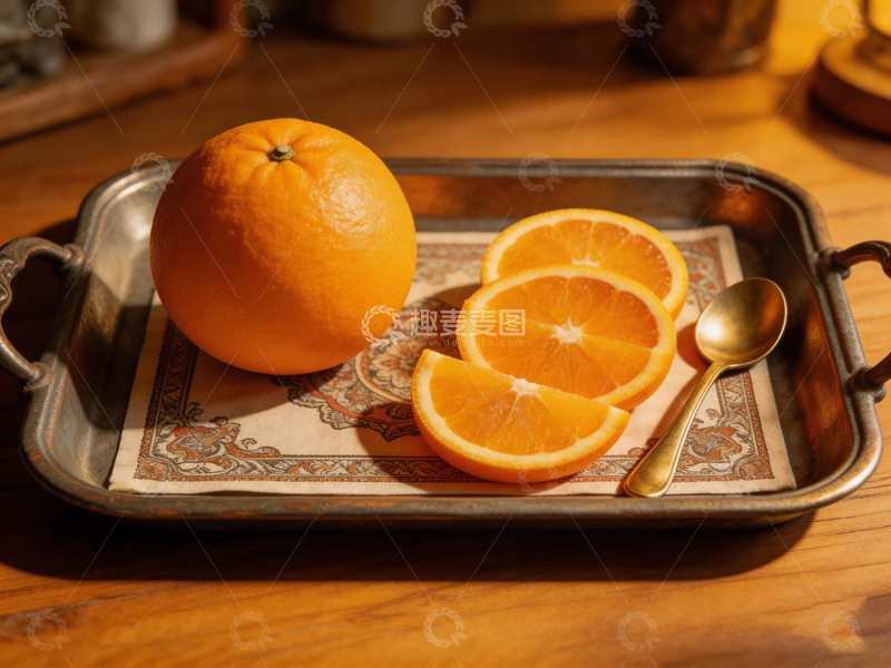 高清大图下载【趣麦麦图】温馨家庭橙片托盘摄影