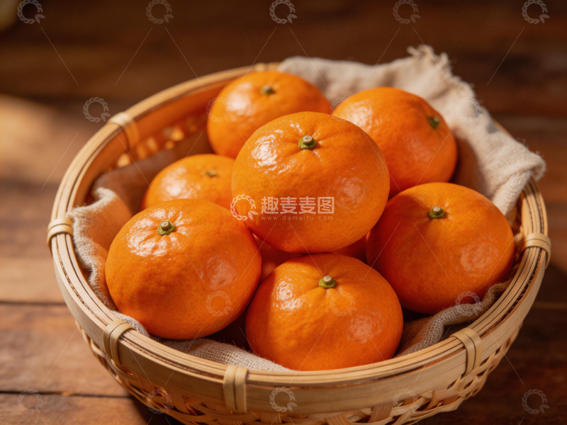 高清大图下载【趣麦麦图】木质篮子橘子特写
