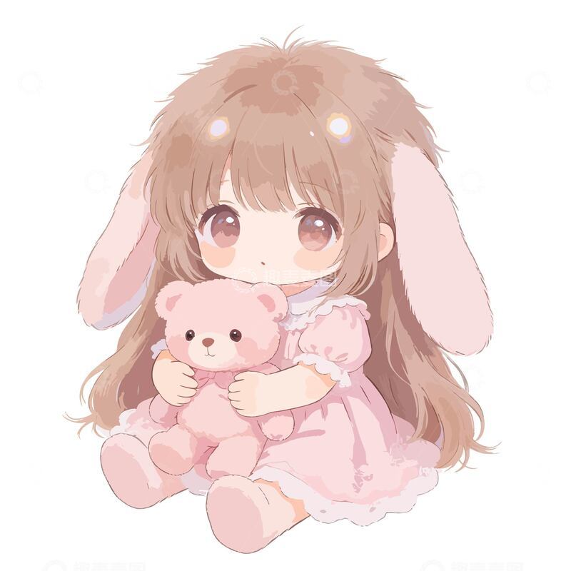 源文件下载【趣麦麦图】Q版卡通可爱兔兔女生小熊
